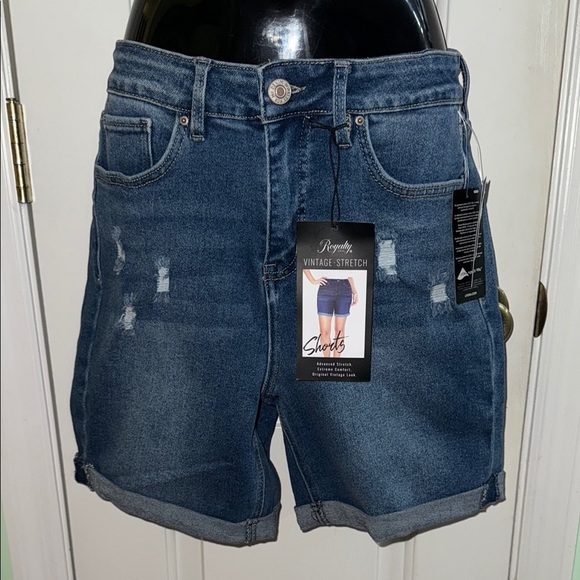 Royalty Blue Vintage Stretch High Rise Denim Shorts Spring 6.5” Inseam Size 10 - Picture 1 of 8